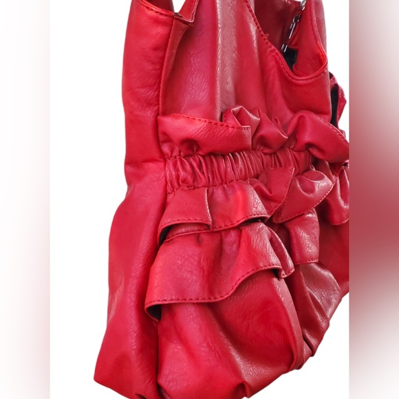 Nwot Red Purse w/ Ruffle detail - Picture 14 of 15